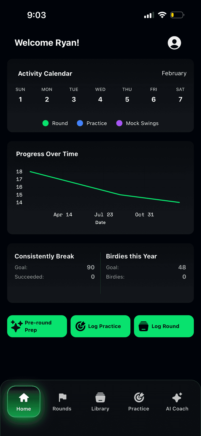 Dashboard app screen